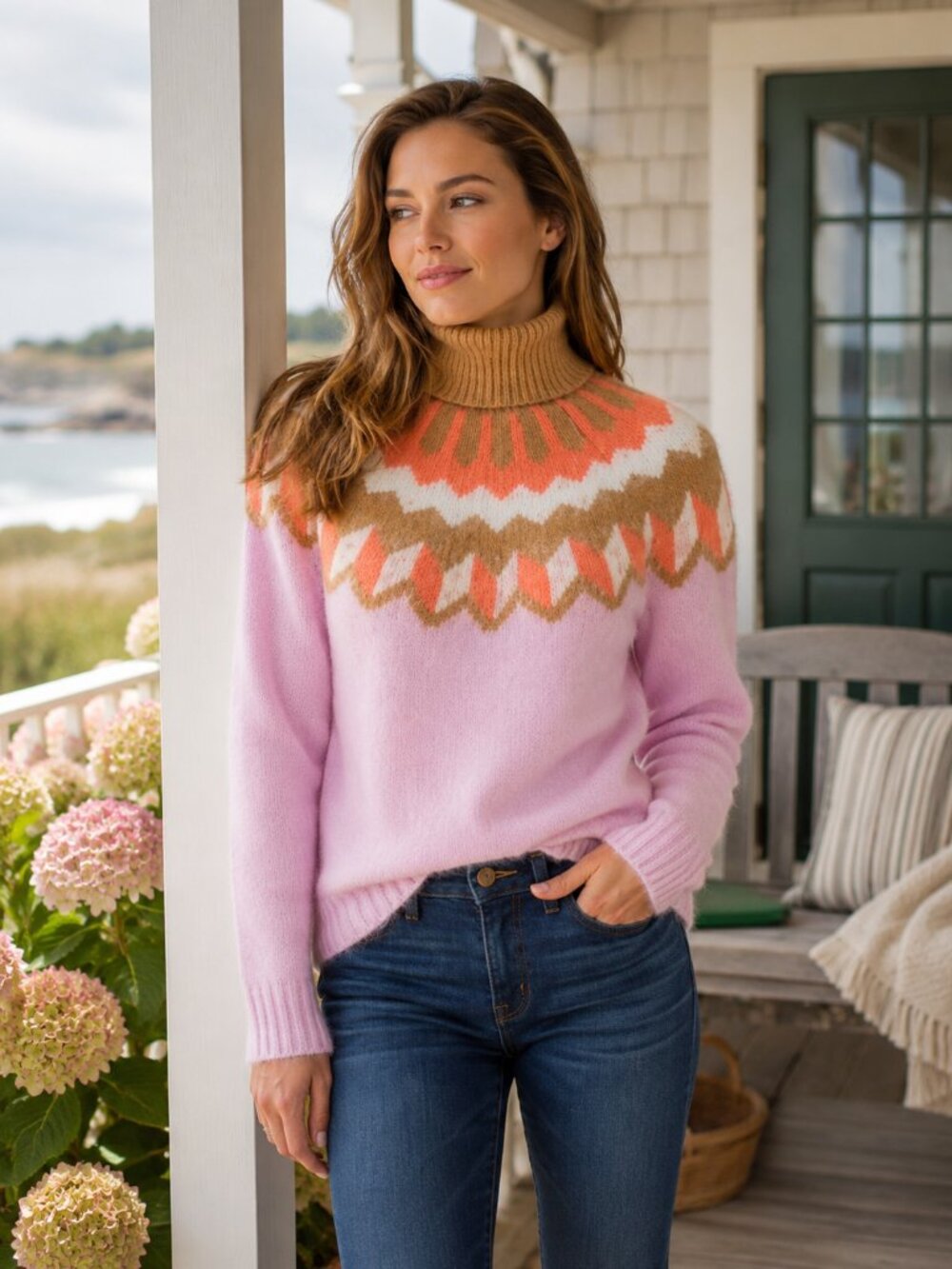 J Crew Supersoft Fair Isle Wool Alpaca turtleneck sweater